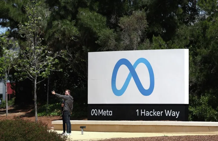 Meta headquarters sign at 1 Hacker Way