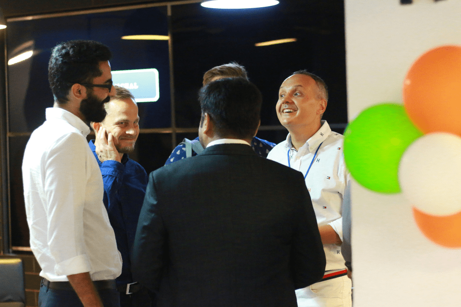 Participants networking during a Silicon Valley tour